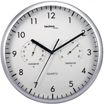 Nástenné hodiny s teplomerom a vlhkomerom Techno Line, 26 cm Nástenné hodiny s teplomerom a vlhkomerom Techno Line, 26 cm