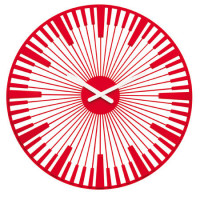 Nástenné hodiny Koziol Piano, transparent červená, 45cm