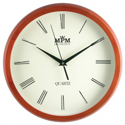 Nástenné hodiny MPM, 2471.51.W - hnedá svetlá, 27cm