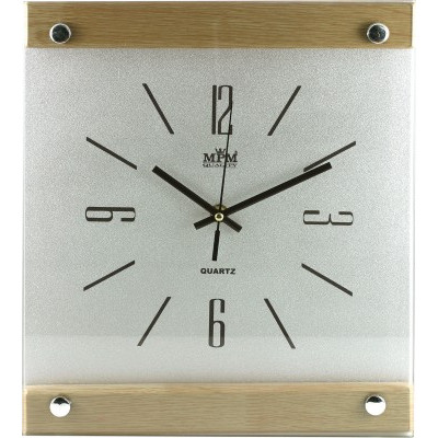 Nástenné hodiny MPM, 2511.7051 - strieborná/hnedá svetlá, 32cm Nástenné hodiny MPM, 2511.7051 - strieborná/hnedá svetlá, 32cm