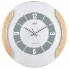 Nástenné hodiny MPM, 2515.7051 - strieborná/hnedá svetlá, 33cm