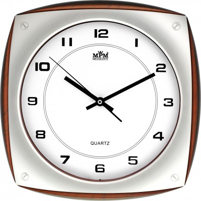 Nástenné hodiny MPM, 2798.7052 - strieborná/hnedá tmavá, 33cm Nástenné hodiny MPM, 2798.7052 - strieborná/hnedá tmavá, 33cm