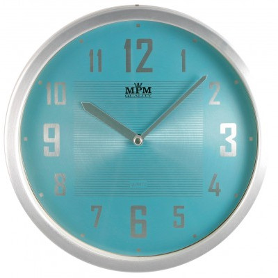 Nástenné hodiny MPM, 2825.7031 - strieborná/modrá svetlá, 25cm Nástenné hodiny MPM, 2825.7031 - strieborná/modrá svetlá, 25cm