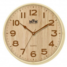Plastové nástenné hodiny MPM E01.2976 s dekorom dreva, 30 cm
