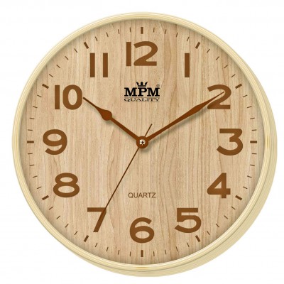 Plastové nástenné hodiny MPM E01.2976 s dekorom dreva, 30 cm Plastové nástenné hodiny MPM E01.2976 s dekorom dreva, 30 cm