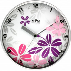 Nástenné hodiny MPM, 3087.7223 - strieborná matná/ružová, 30cm