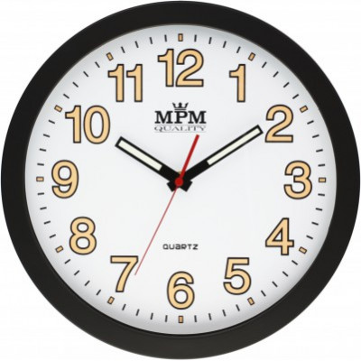 Nástenné hodiny MPM, 3104.0090 - biela/čierna, 30cm