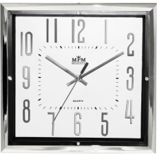 Nástenné hodiny MPM, 3172.7100 - strieborná lesklá/biela, 30cm