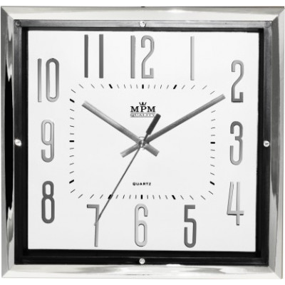 Nástenné hodiny MPM, 3172.7100 - strieborná lesklá/biela, 30cm Nástenné hodiny MPM, 3172.7100 - strieborná lesklá/biela, 30cm