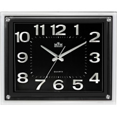 Nástenné hodiny MPM, 3173.7190 - strieborná lesklá/čierna, 41cm