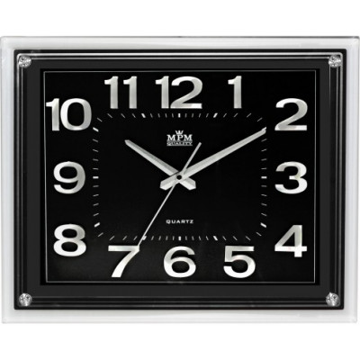 Nástenné hodiny MPM, 3173.7190 - strieborná lesklá/čierna, 41cm Nástenné hodiny MPM, 3173.7190 - strieborná lesklá/čierna, 41cm
