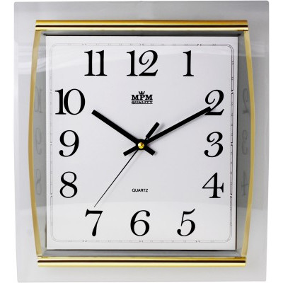 Nástenné hodiny MPM, 3174.8000 - zlatá/biela, 32cm Nástenné hodiny MPM, 3174.8000 - zlatá/biela, 32cm