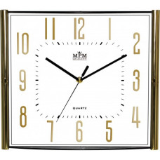 Nástenné hodiny MPM, 3175.8000 - zlatá/biela, 33cm