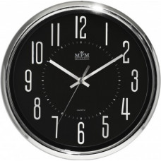 Nástenné hodiny MPM,3171.7190 - strieborná lesklá/čierna , 31cm