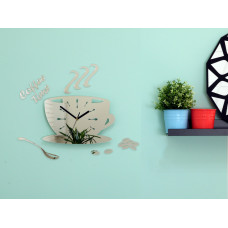 Nástenné hodiny DIY, Coffee Time Mirror, 64x43cm