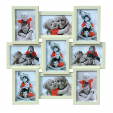 Plastový fotorám pre 9 fotiek 10x15 krémový, 45x45cm