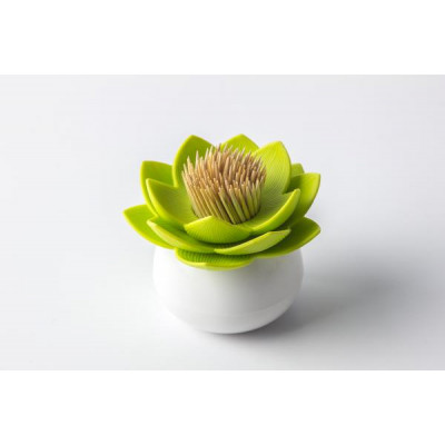 Stojanček na špáradlá Qualy Lotus Toothpick Holder, biely-zelený Stojanček na špáradlá Qualy Lotus Toothpick Holder, biely-zelený