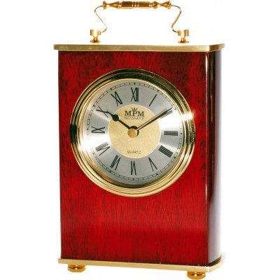 Stolové hodiny MPM, 2839.55, silver - gaštan, 18cm Stolové hodiny MPM, 2839.55, silver - gaštan, 18cm