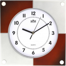Nástenné hodiny MPM, 2805.7050 - strieborná/hnedá, 32cm