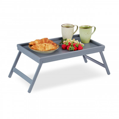Bambusový raňajkový stolík do postele RelaxDays RD6130 – sivý