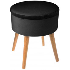 Zamatová stolička s úložným priestorom Atmosphera JJ0331F (44 cm) – čierna