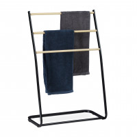 Voľne stojaci kovový držiak na uteráky Relaxdays RD10028914, 86 cm, čierno-hnedý