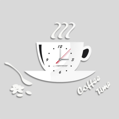 Nástenné hodiny DIY ESPA FLO006, Coffee Time White, 50x38cm Nástenné hodiny DIY ESPA FLO006, Coffee Time White, 50x38cm