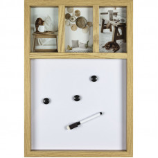 Magnetická tabuľa s fotorámom na 3 fotografie 81WO, 48 cm