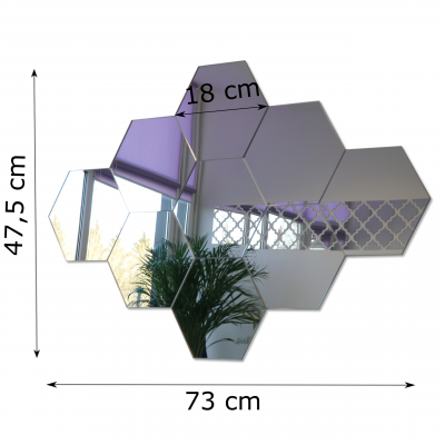 Dekoratívne zrkadlá Hexagon sada 9 kusov Dekoratívne zrkadlá Hexagon sada 9 kusov