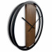 Dubové nástenné hodiny Loft Round 50 cm | Kovový rám z231, hnedá
