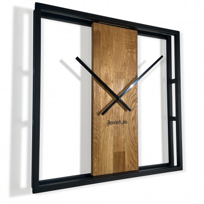 Dubové hodiny štvorcové Loft Square kovové 50cm z231-a-1 Dubové hodiny štvorcové Loft Square kovové 50cm z231-a-1