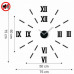 3D Nalepovacie hodiny DIY Admirable L Sweep 54C-1, čierne 50-75cm