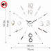 3D Nalepovacie hodiny Diy Admirable L Sweep 54D-0, zrkadlové 50-75cm