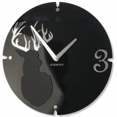 Dizajnové nástenné hodiny Jeleň Flex z66d-1, 30 cm, čierne matné