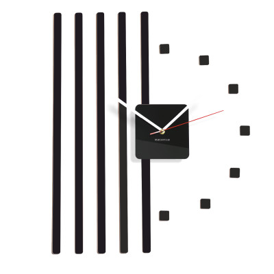 Dizajnové nástenné hodiny štvorce Flex z10b, 58 cm, čierne