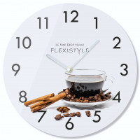 Sklenené nástenné hodiny Káva so škoricou 3 z63c s-2-x, 30 cm