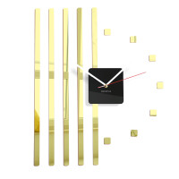 Zrkadlové nástenné hodiny štvorce Flex z10b, 58 cm, zlaté