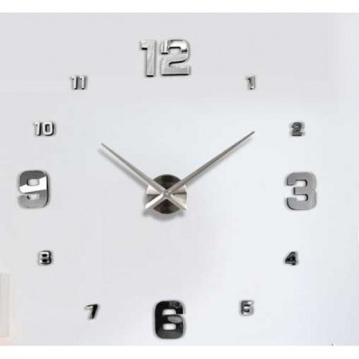 3D Nalepovacie hodiny Clock BIG 3-12 L, Silver Mirror 80-130cm 3D Nalepovacie hodiny Clock BIG 3-12 L, Silver Mirror 80-130cm