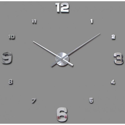 3D Nalepovacie hodiny Clock BIG 3-12 XL, Silver Mirror 90-130cm 3D Nalepovacie hodiny Clock BIG 3-12 XL, Silver Mirror 90-130cm