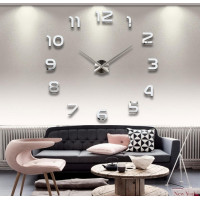 3D Nalepovacie hodiny Diy Clock 1-12, Silver 80-130cm