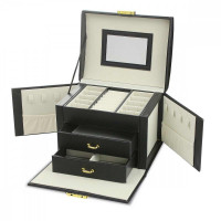 Elegantný kufor na šperky s dvomi priehradkami, čierna