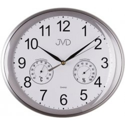Moderné nástenné hodiny JVD HTP64.2 s tichým chodom, teplomerom a vlhkomerom,  30cm