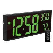 Digitálne hodiny JVD DH309.3 – LED, zelené číslice, ovládač (41 cm)