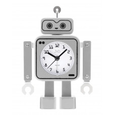 Detský budík JVD SRP2305.2 (16 cm) v tvare robota – strieborný