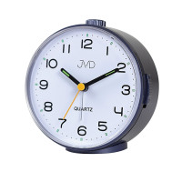 Tichý budík JVD SRP1050.1 modrý 11 cm so snooze a podsvietením