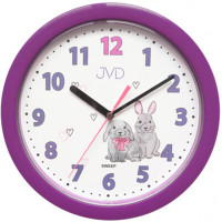 Detské nástenné hodiny JVD HP612.D2 so zajačikmi a tichým chodom, 25 cm Detské nástenné hodiny JVD HP612.D2 so zajačikmi a tichým chodom, 25 cm