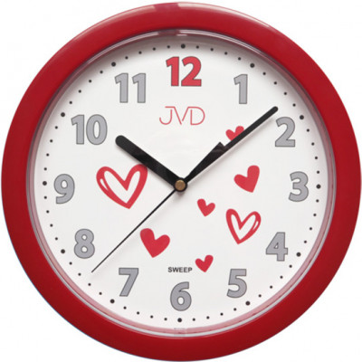 Červené nástenné hodiny JVD HP612.D3 s tichým sweep chodom, 25cm