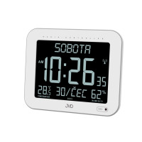 Rádiom riadené digitálne hodiny JVD DH9362.1 (22 cm) – české dni, vlhkomer, biely dizajn