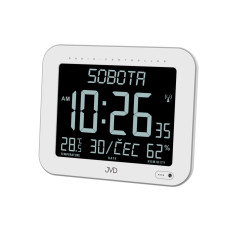 Rádiom riadené digitálne hodiny JVD DH9362.1 (22 cm) – české dni, vlhkomer, biely dizajn Rádiom riadené digitálne hodiny JVD DH9362.1 (22 cm) – české dni, vlhkomer, biely dizajn