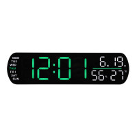 Veľký digitálny budík JVD SB5512.2 – zelený LED displej, vlhkomer a teplomer, 26 cm